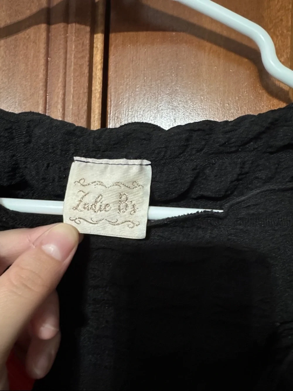 Zadie B. Black Textured Waffle Knit Top with Front Tie Detail - Picture 2 of 3